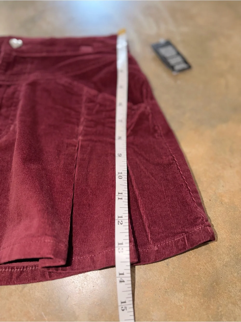 Celebrity Pink Burgundy Corduroy Mini Skirt Size Small Heart Button Pockets NWT